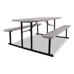 Blow Molded Folding Picnic Table, Rectangular, 57w x 72d x 29.5h, Speckled Gray Top, Black Base/Legs