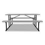 Blow Molded Folding Picnic Table, Rectangular, 57w x 72d x 29.5h, Speckled Gray Top, Black Base/Legs