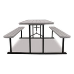 Blow Molded Folding Picnic Table, Rectangular, 57w x 72d x 29.5h, Speckled Gray Top, Black Base/Legs