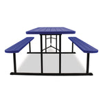 Blow Molded Folding Picnic Table, Rectangular, 57w x 72d x 29.5h, Blue Top, Black Base/Legs