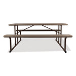 Blow Molded Folding Picnic Table, Rectangular, 57w x 72d x 29.5h, Brown Top, Brown Base/Legs