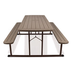 Blow Molded Folding Picnic Table, Rectangular, 57w x 72d x 29.5h, Brown Top, Brown Base/Legs