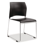 8700 Series Cafetorium Plush Vinyl Stack Chair, Supports Up to 500 lb, 18" Seat Height, Black Seat/Back, Chrome Base, 4/Pack