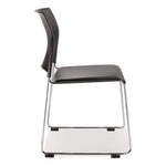 8700 Series Cafetorium Plush Vinyl Stack Chair, Supports Up to 500 lb, 18" Seat Height, Black Seat/Back, Chrome Base, 4/Pack