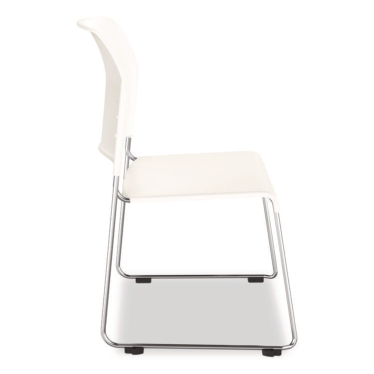 8800 Series Cafetorium Plastic Stack Chair, Supports Up to 500 lb, 18" Seat Height, White Seat/Back, Chrome Base, 4/Pack