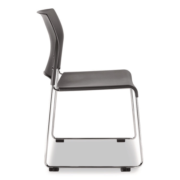 8800 Series Cafetorium Plastic Stack Chair, Supports Up to 500 lb, 18" Seat Height, Charcoal Seat/Back, Chrome Base, 4/Pack