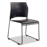 8700 Series Cafetorium Plush Vinyl Stack Chair, Supports Up to 500 lb, 18" Seat Height, Blue Seat/Back, Black Base, 4/Pack