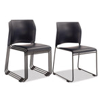 8700 Series Cafetorium Plush Vinyl Stack Chair, Supports Up to 500 lb, 18" Seat Height, Blue Seat/Back, Black Base, 4/Pack