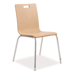 Bushwick Series Bentwood Chair, Supports Up to 500 lb, 18" Seat Height, Natural Seat, Natural Back, Chrome Base, 4/Pack