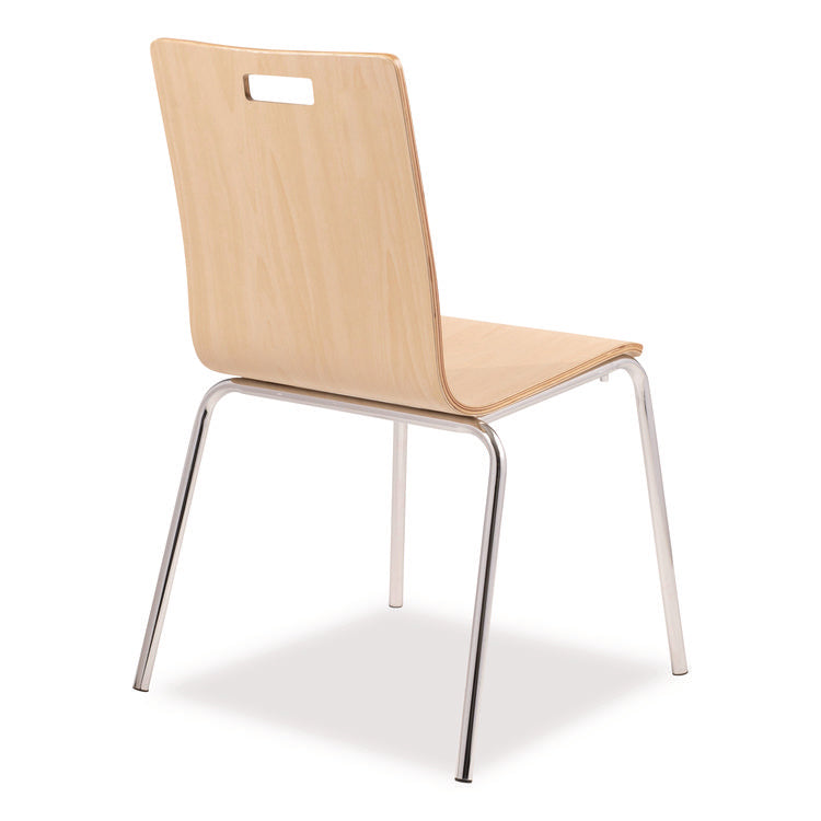 Bushwick Series Bentwood Chair, Supports Up to 500 lb, 18" Seat Height, Natural Seat, Natural Back, Chrome Base, 4/Pack