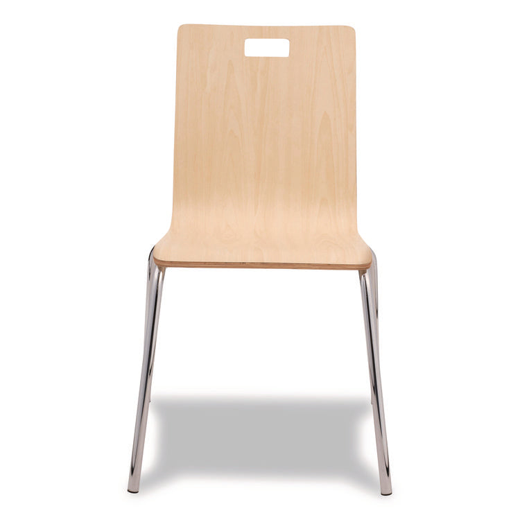 Bushwick Series Bentwood Chair, Supports Up to 500 lb, 18" Seat Height, Natural Seat, Natural Back, Chrome Base, 4/Pack