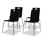 Bushwick Series Bentwood Chair, Supports Up to 500 lb, 18" Seat Height, Black Seat, Black Back, Chrome Base, 4/Pack