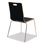Bushwick Series Bentwood Chair, Supports Up to 500 lb, 18" Seat Height, Black Seat, Black Back, Chrome Base, 4/Pack
