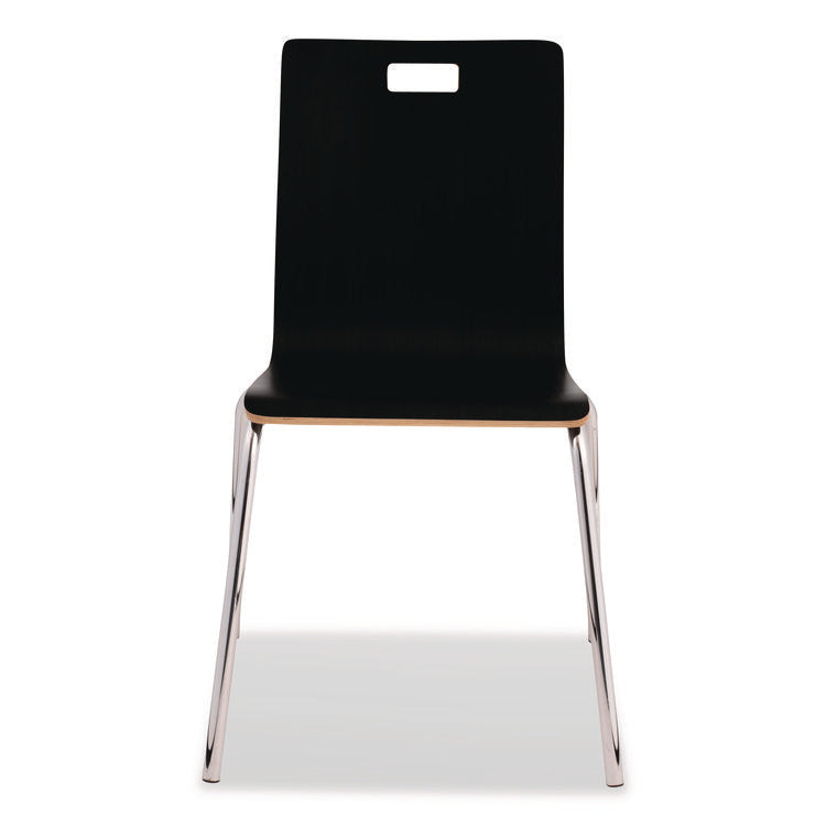 Bushwick Series Bentwood Chair, Supports Up to 500 lb, 18" Seat Height, Black Seat, Black Back, Chrome Base, 4/Pack