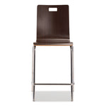 Bushwick Series Bentwood Stool, Counter Height, Supports Up to 500 lb, 24" Seat Height, Espresso Seat/Back, Chrome Base, 4/PK