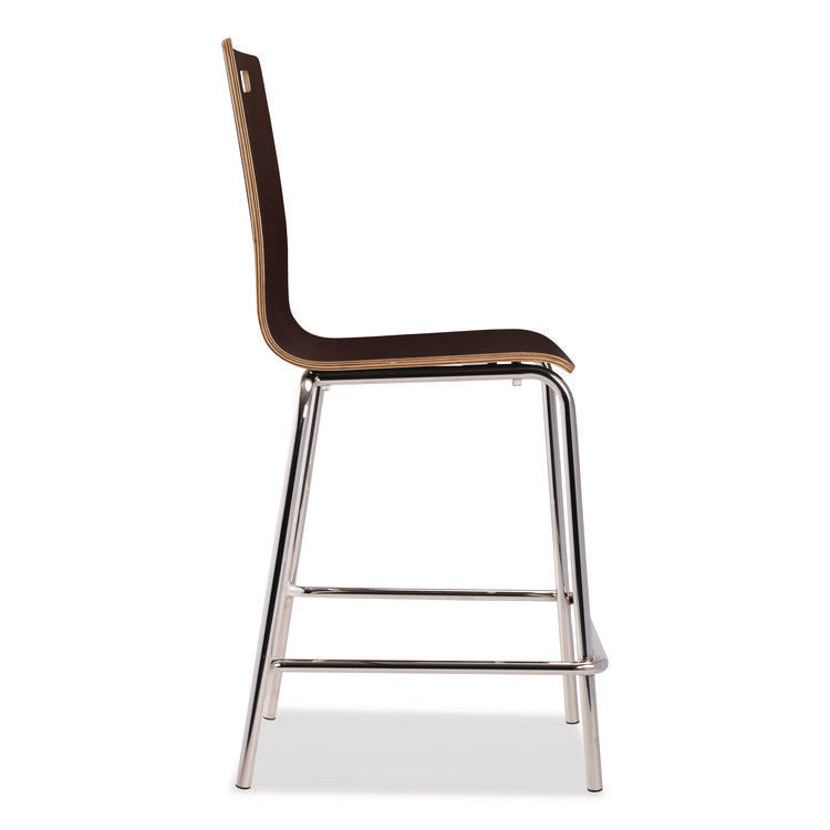 Bushwick Series Bentwood Stool, Counter Height, Supports Up to 500 lb, 24" Seat Height, Espresso Seat/Back, Chrome Base, 4/PK