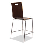 Bushwick Series Bentwood Stool, Counter Height, Supports Up to 500 lb, 24" Seat Height, Espresso Seat/Back, Chrome Base, 4/PK