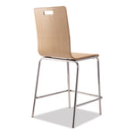 Bushwick Series Bentwood Stool, Counter Height, Supports Up to 500 lb, 24" Seat Height, Natural Seat/Back, Chrome Base, 4/PK