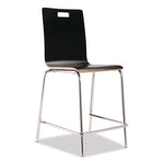 Bushwick Series Bentwood Stool, Counter Height, Supports Up to 500 lb, 24" Seat Height, Black Seat/Back, Chrome Base, 4/Pack
