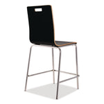 Bushwick Series Bentwood Stool, Counter Height, Supports Up to 500 lb, 24" Seat Height, Black Seat/Back, Chrome Base, 4/Pack