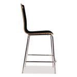 Bushwick Series Bentwood Stool, Counter Height, Supports Up to 500 lb, 24" Seat Height, Black Seat/Back, Chrome Base, 4/Pack