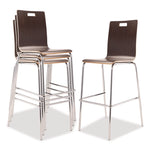 Bushwick Series Bentwood Stool, Supports Up to 500 lb, 30" Seat Height, Espresso Seat, Espresso Back, Chrome Base, 4/Pack