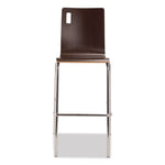 Bushwick Series Bentwood Stool, Supports Up to 500 lb, 30" Seat Height, Espresso Seat, Espresso Back, Chrome Base, 4/Pack