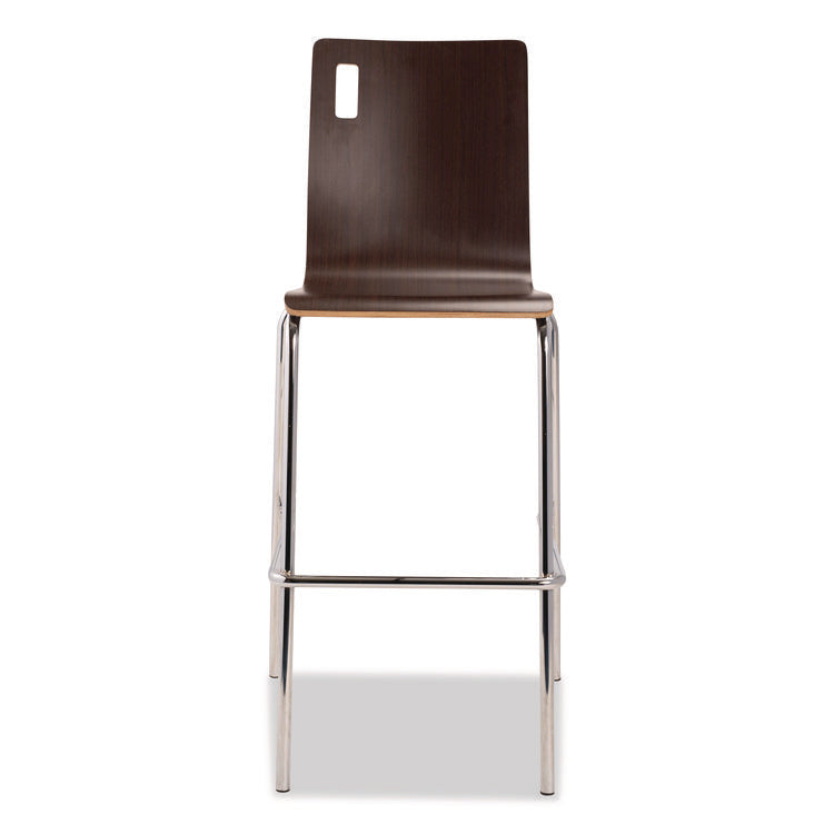 Bushwick Series Bentwood Stool, Supports Up to 500 lb, 30" Seat Height, Espresso Seat, Espresso Back, Chrome Base, 4/Pack