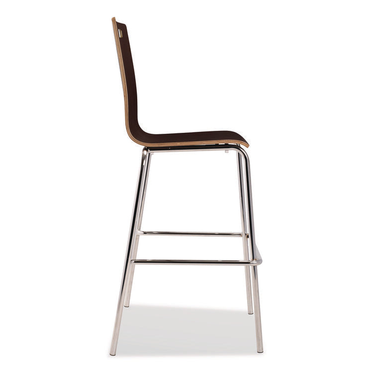 Bushwick Series Bentwood Stool, Supports Up to 500 lb, 30" Seat Height, Espresso Seat, Espresso Back, Chrome Base, 4/Pack