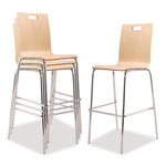 Bushwick Series Bentwood Stool, Supports Up to 500 lb, 30" Seat Height, Natural Seat, Natural Back, Chrome Base, 4/Pack