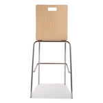 Bushwick Series Bentwood Stool, Supports Up to 500 lb, 30" Seat Height, Natural Seat, Natural Back, Chrome Base, 4/Pack