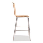 Bushwick Series Bentwood Stool, Supports Up to 500 lb, 30" Seat Height, Natural Seat, Natural Back, Chrome Base, 4/Pack