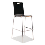 Bushwick Series Bentwood Stool, Supports Up to 500 lb, 30" Seat Height, Black Seat, Black Back, Chrome Base, 4/Pack