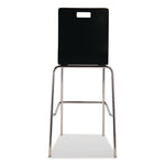 Bushwick Series Bentwood Stool, Supports Up to 500 lb, 30" Seat Height, Black Seat, Black Back, Chrome Base, 4/Pack