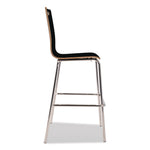Bushwick Series Bentwood Stool, Supports Up to 500 lb, 30" Seat Height, Black Seat, Black Back, Chrome Base, 4/Pack