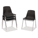 8100 Series Poly Shell Stacking Chair, Supports Up to 500 lb, 18" Seat Height, Black Seat, Black Back, Chrome Base, 4/Pack