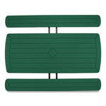 Blow Molded Folding Picnic Table, Rectangular, 57w x 72d x 29.5h, Green Top, Black Base/Legs