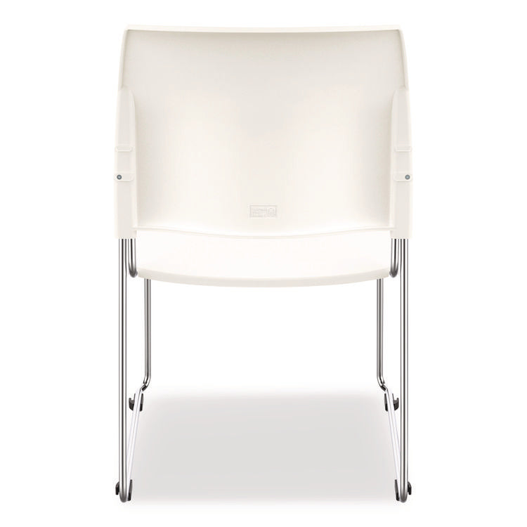 8800 Series Cafetorium Plastic Stack Chair, Supports Up to 500 lb, 18" Seat Height, White Seat/Back, Chrome Base, 4/Pack
