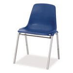 8100 Series Poly Shell Stacking Chair, Supports Up to 500 lb, 18" Seat Height, Blue Seat, Blue Back, Chrome Base, 4/Pack