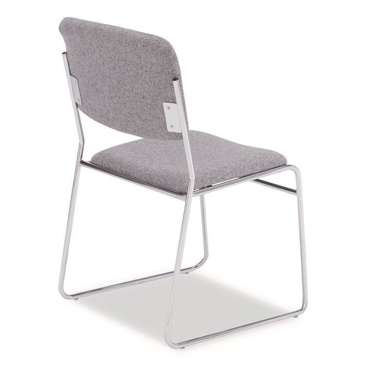 8600 Series Fabric Padded Signature Stack Chair, Supports Up to 500 lb, 19" Seat Height, Gray Seat/Back, Chrome Base, 2/Pack