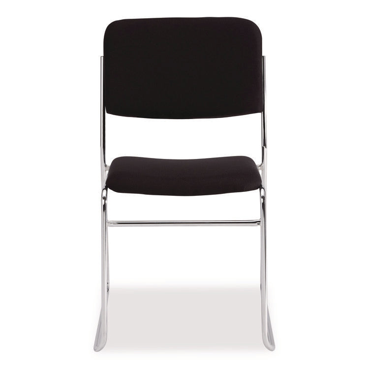 8600 Series Fabric Padded Signature Stack Chair, Supports Up to 500 lb, 19" Seat Ht, Black Seat/Back, Chrome Base, 2/Pack