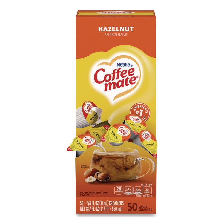 Liquid Coffee Creamer, Hazelnut, 0.38 Oz Mini Cups, 50/box