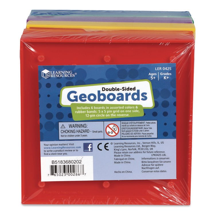 Double-Sided Assorted Geoboards, Grades K to 3, 5" x 5", Assorted Colors, 6 Pieces
