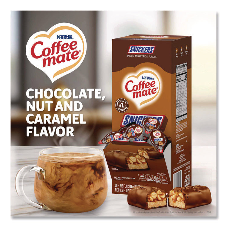 Liquid Coffee Creamer, Snickers, 0.38 oz Mini Cups, 200/Carton