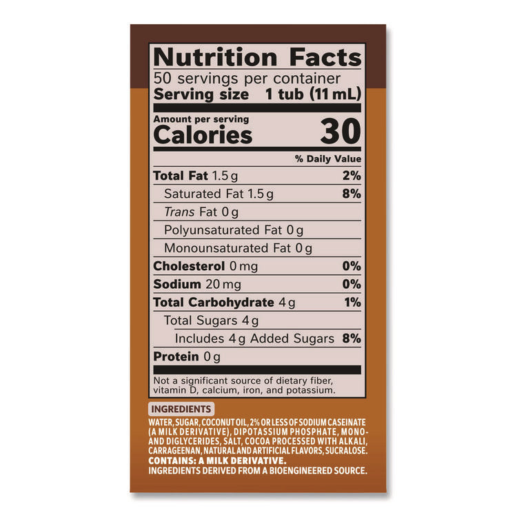 Liquid Coffee Creamer, Snickers, 0.38 oz Mini Cups, 200/Carton
