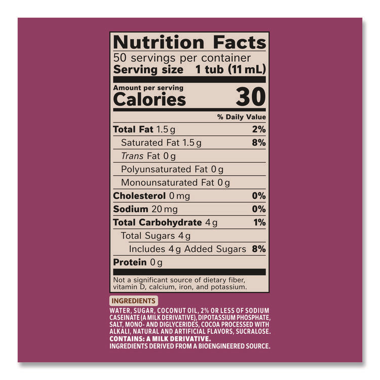 Liquid Coffee Creamer, Salted Caramel Chocolate, 0.38 Oz Mini Cups, 50/box