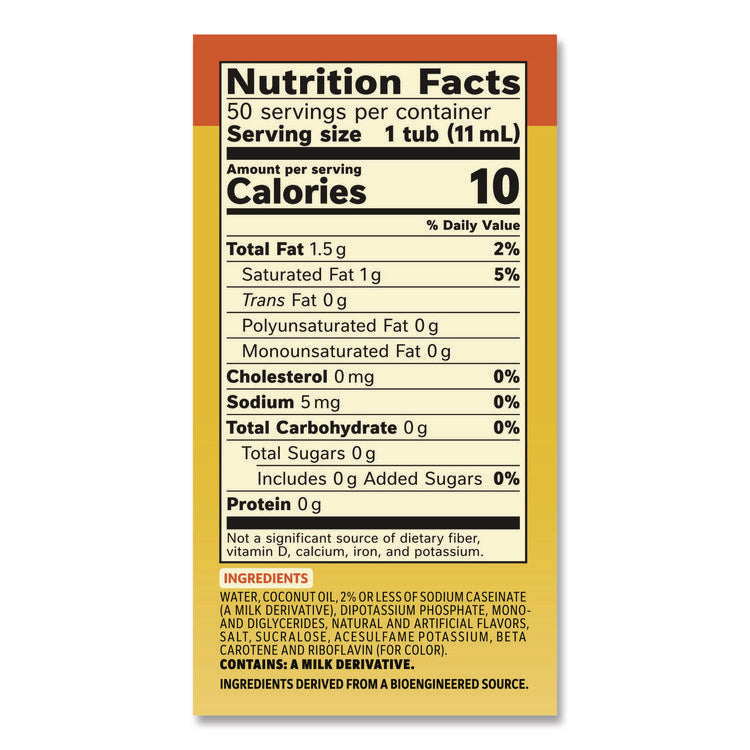 Liquid Coffee Creamer, Zero Sugar Hazelnut, 0.38 oz Mini Cups, 50/Box