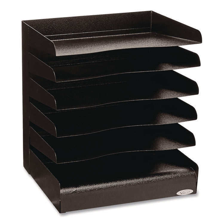 Steel Horizontal-Tray Desktop Sorter, Five Sections, Letter Size Files, 12" x 9.5" x 11.25", Black