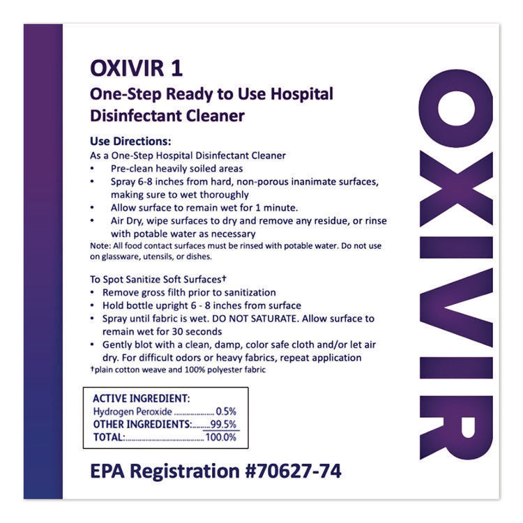 Oxivir 1 Wipes, 1-Ply, 7 x 8, 60/Canister, 12 Canisters/Carton