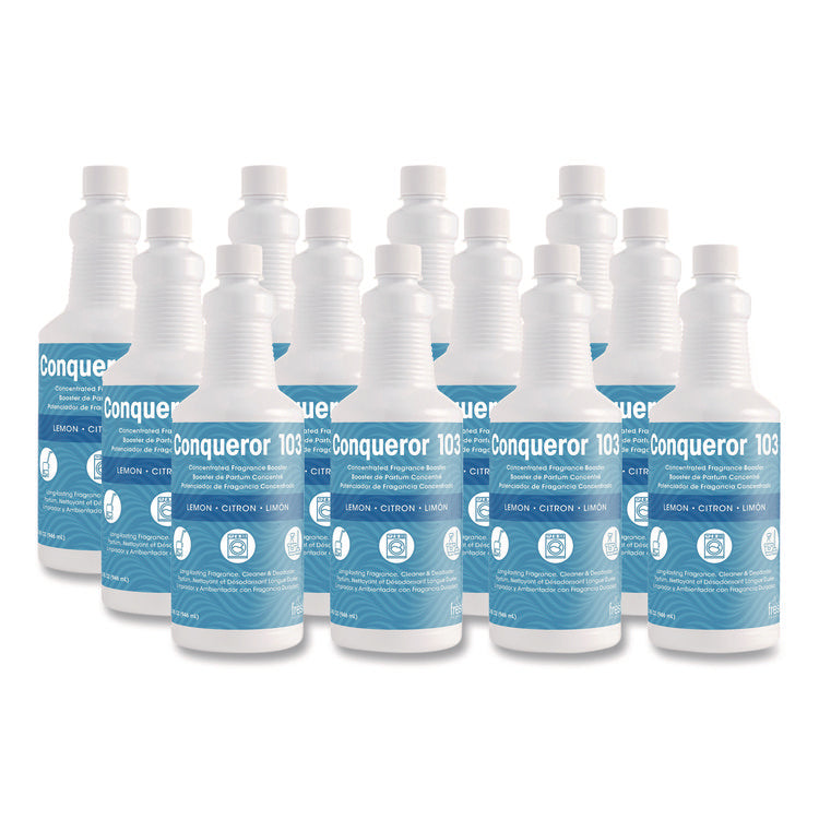 Conqueror 103 Odor Counteractant Concentrate, Lemon, 32 Oz Bottle, 12/carton